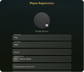 Player Registration Screen